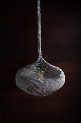Lampa Wisząca Sylvester, Industrialna, Metalowa Siatka, Srebrna