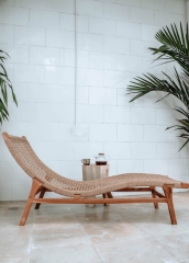 Leżak Florence Balijski z Drewna Tekowego i Plecionki Celulozy