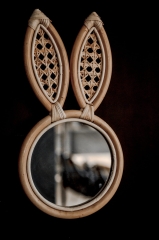 Lustro Bunny z Rattanu, Ręcznie Robione, Uszy Królika, 45cm