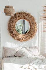 Lustro STAR Boho z Rattanu Ręcznie Robione Ø105-110cm
