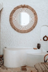 Lustro XXL Cleopatra Boho z Naturalnego Rattanu Ø150 cm