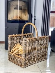 Rattanowy Kosz na Drewno Ben do Kominka, Ekologiczny 54x38x57cm