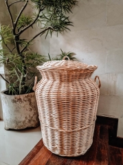 Ręcznie Robiony Kosz Oriana A z Rattanu z Pokrywą - 59x46 cm