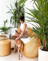 Sofa Rattanowa Tegal 3-osobowa, Ręcznie Robiona, Naturalny Rattan