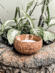 Świeca Koa Kokosowa w Łupinie Orzecha z Grubym Knotem 13x8 cm