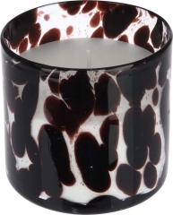 Świeca w szkle Dots brązowa - śr. 10 cm