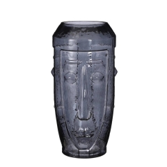 Wazon szklany twarz wys. 33 cm granatowy