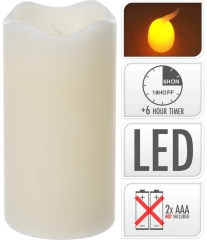 Świeca led z timerem bez baterii Krem L 7x13cm