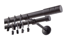 Karnisz GRANDE podwójny 25 mm walec czarny 160 cm