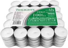 Świeca tea light biała 4 h - 100 szt.