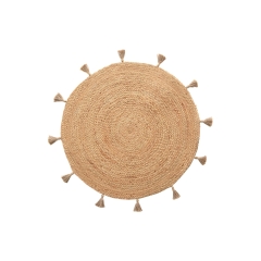 Dywan BOHO z juty z chwostami śr. 100 cm