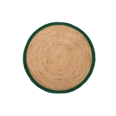 Dywan BOHO z juty zielona obwódka śr. 100 cm