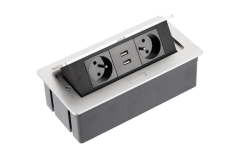 Przedłużacz biurkowy Soft 2 gniazda, 2 USB aluminiowy