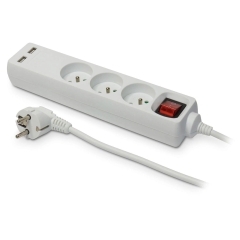 Przedłużacz 3-gniazdkowy z USB 1,5 m Z/U