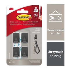 3M Haczyk dekoracyjny czarny mały Command 4 szt.