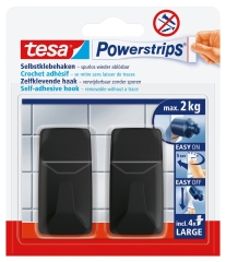 TESA Haczyki Powerstip kwadratowe czarne 2 szt. L samoprzylepne