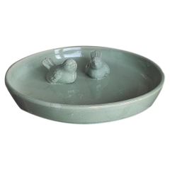Poidełko dla ptaków ceramiczne szare - śr. 30 cm