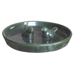 Poidełko dla ptaków ceramiczne ciemnozielone - śr. 30 cm