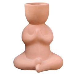 Osłonka Ludzik Budda ceramiczna terrakota - 15 x 17,5 cm