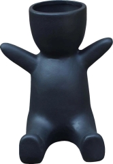 Osłonka Ludzik siedzący ceramiczna antracyt - 11 x 16,5 cm