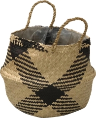 Kosz Marakesz L, z trawy morskiej, czarny 35x39x39 cm