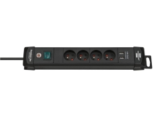Przedłużacz 4-gniazdkowy Z/U 3x1,5W 2xUSB czarny