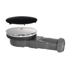 Syfon brodzikowy 90 mm, grzybek chrom i czarny mat, korek klik-klak