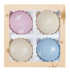 BOMBKI SZKLANE 100MM 4SZT PASTEL GWIAZD