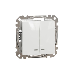 Łącznik podwójny podświetlany Schneider Electric Sedna biały