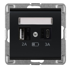 Gniazdo Polmark czarne USB A+C