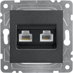 Gniazdo Dpm Quad RJ45 / RJ11 czarne