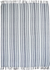 Koc tkany 130 x 170 cm pasy czarno kremowy