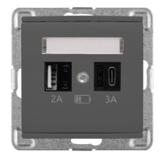 Gniazdo Polmark Verona bazalt USB A+C