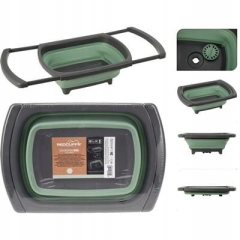 MISKA SILIKONOWA SKŁADANA Z ODPŁYWEM NA BIWAK KEMPING CAMPING ZIELONA OUTLET