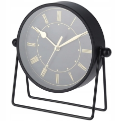Zegar stojący czarny Loft Złote wskazówki Nowoczesny Loft do Sypialni OUTLET