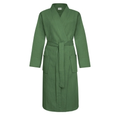 Bawełniany Szlafrok Kimono Gofer Wafel Uniseks Butelkowa Zieleń XXL OUTLET