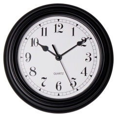 Zegar ścienny śr. 22 cm czarny z cichym mechanizmem