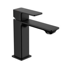 Bateria umywalkowa czarna 16.3 cm z korkiem klik-klak Dust KFA Armatura