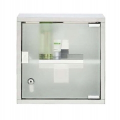 Metalowa apteczka ścienna biała Szafka medyczna ze stali oraz szkła OUTLET