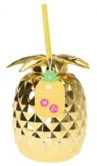 Złoty kubek ananas do picia dla dzieci na imprezy i przyjęcia OUTLET