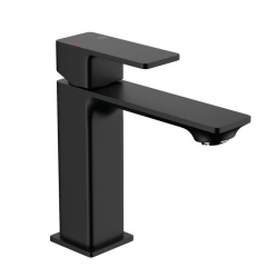 Bateria umywalkowa czarna 16.3 cm z korkiem klik-klak Dust KFA Armatura