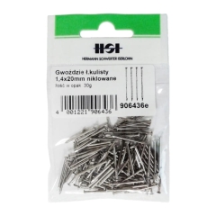 Gwoździe z łbem kulistym stalowe niklowane 1,4 x 20 mm 30 g