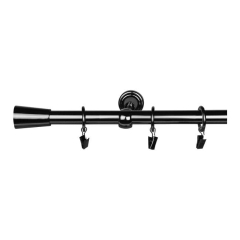 Karnisz pojedynczy Kimlos 19 mm 160 cm stożek czarny nikiel