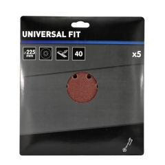 Krążek na rzep Universal 225 mm P40 z otworami 5 szt.