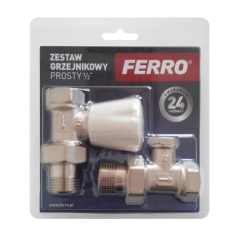 Zestaw grzejnikowy prosty Ferro 1/2"