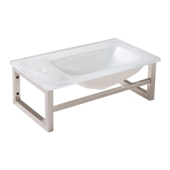 Umywalka ścienna szklana GoodHome Tapti 45 x 26 cm biała z otworem na armaturę