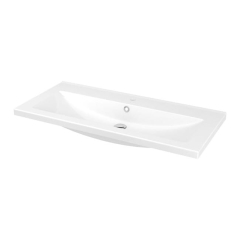 Umywalka ceramiczna GoodHome Nira 100 cm z syfonem
