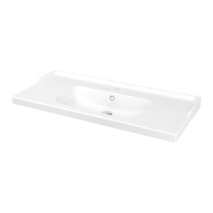 Umywalka ceramiczna GoodHome Lana 100 cm z syfonem