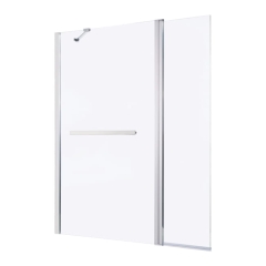 Parawan nawannowy GoodHome Nubia 2-częściowy 150 x 125 cm chrom/szkło transparentne
