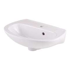 Umywalka ścienna ceramiczna GoodHome Zuari 45 x 34 cm biała z otworem na armaturę
